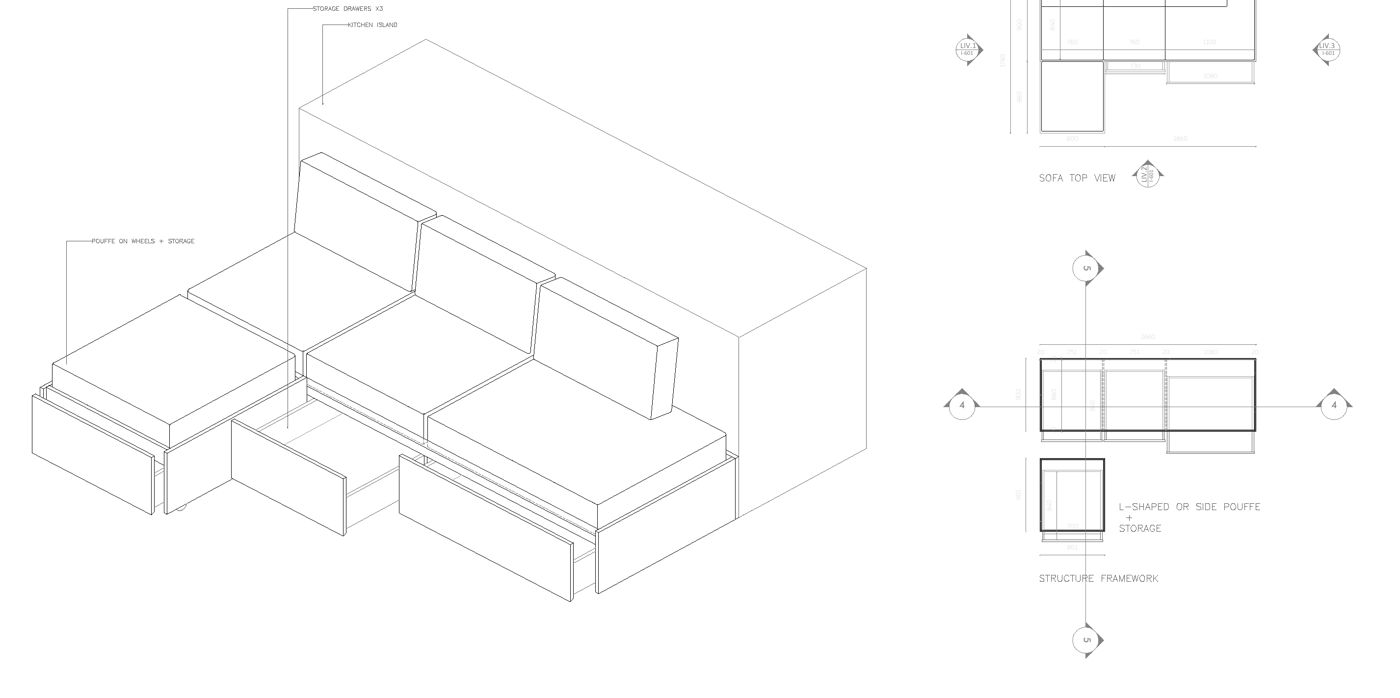 Drawing: Outdoor sofa