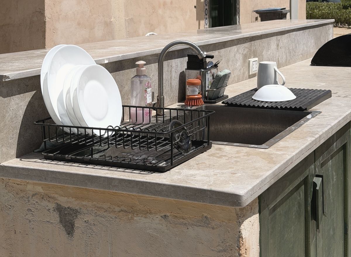 The outdoor kitchen as built