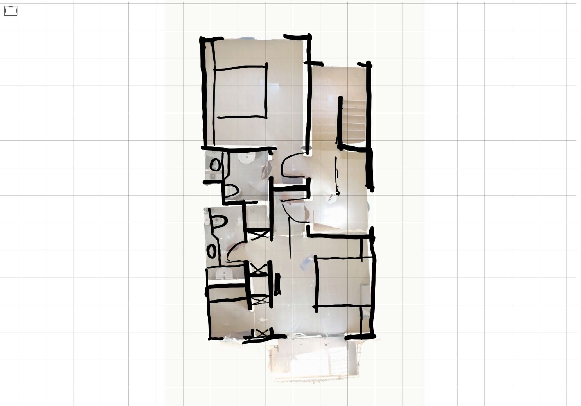 Hand sketch of the upper floor
